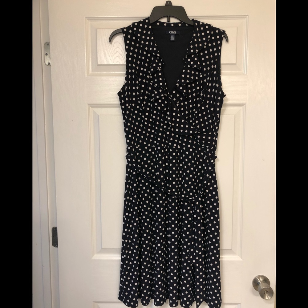 Chaps Black / White polka dot dress